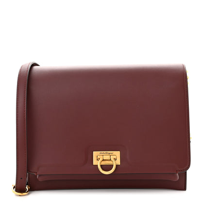 Salvatore Ferragamo Calfskin Trifolio Flap Bag Burgundy 1 of 9