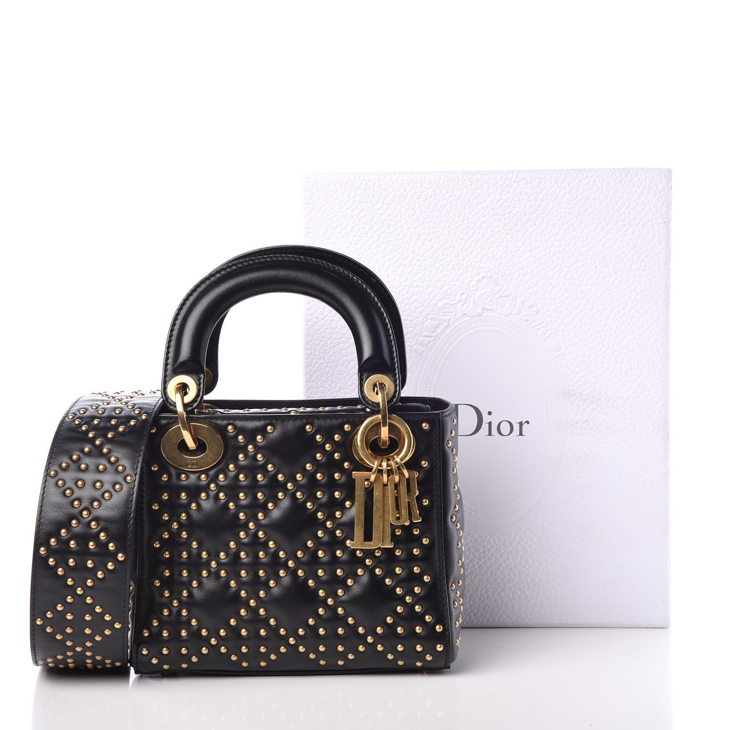 Christian Dior Lambskin Studded Mini Supple Lady Dior Black 8 of 8