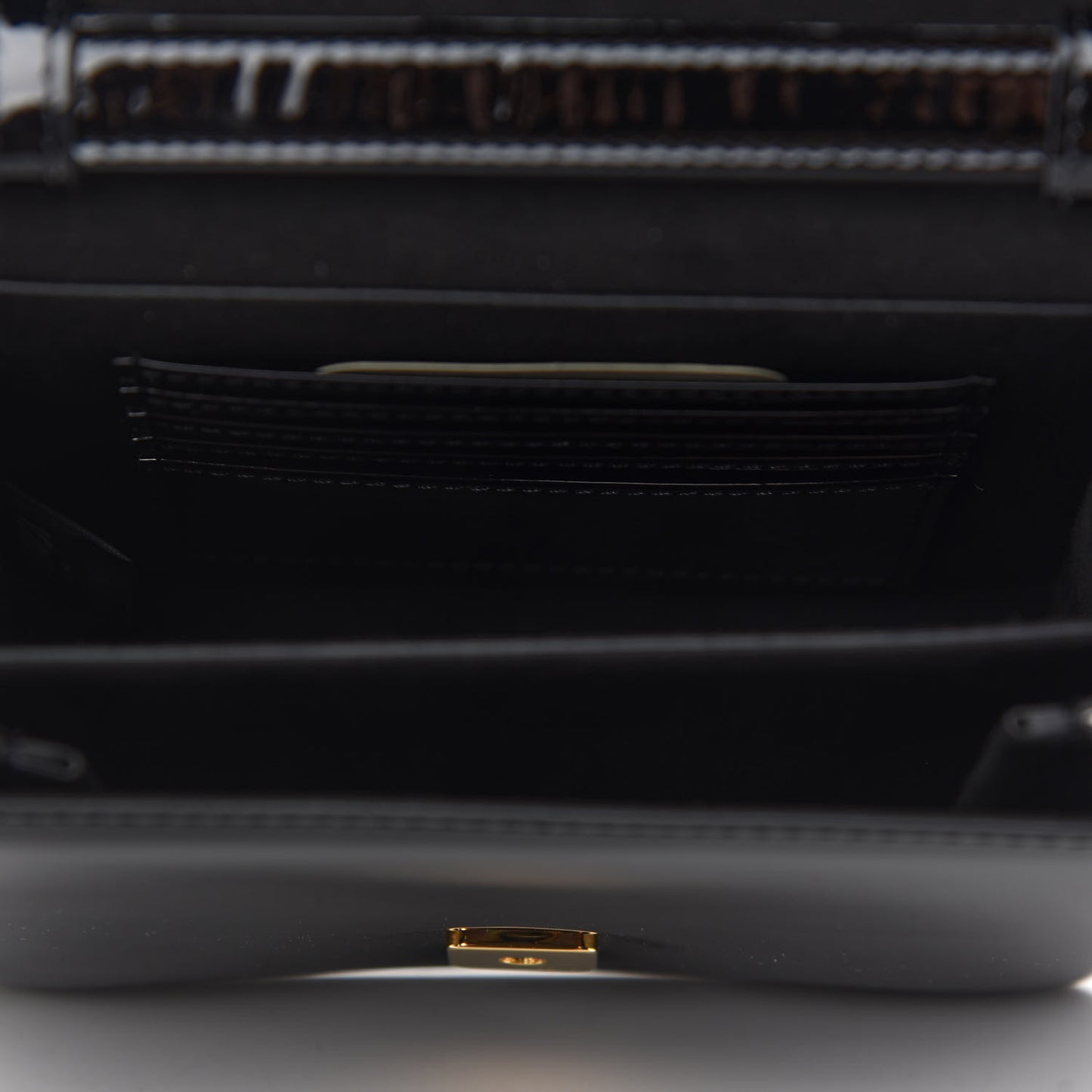 Vitello Vernice Mou Karligraphy Crossbody Bag Black