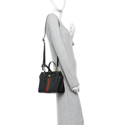 Gucci Textured Calfskin Web Small Ophidia Tote Bag Black 2 of 10