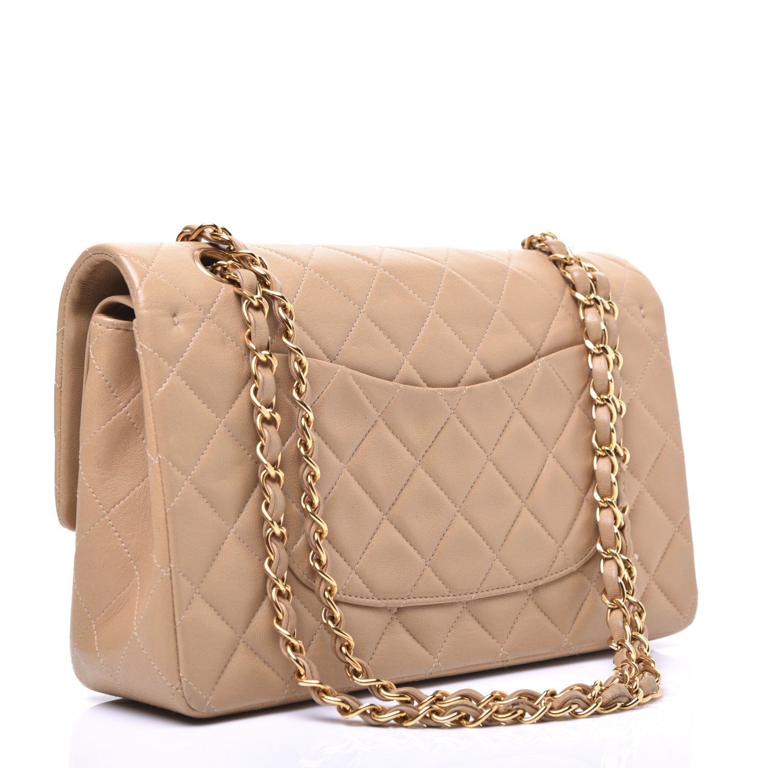 Chanel Lambskin Quilted Medium Double Flap Beige 3 of 18