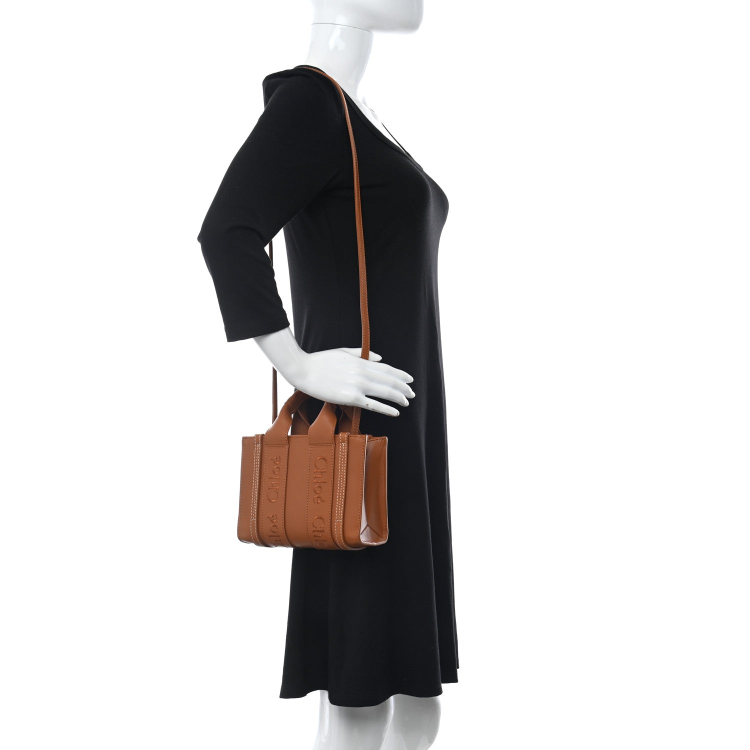 Chloe Calfskin Mini Woody Ribbon Tote Caramel 3 of 17