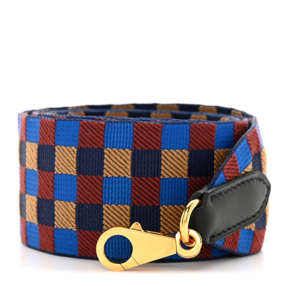 Hermes Toile Swift 50mm Maxi Quadrille Shoulder Strap Bleu Billard Biscuit Rouge H Black 1 of 4