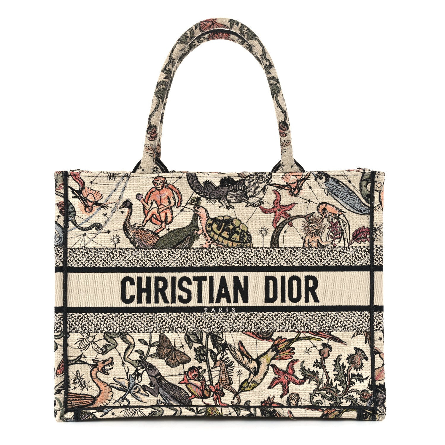 Christian Dior Canvas Embroidered Animaux Fantastiques Medium Book Tote Multicolor 1 of 10
