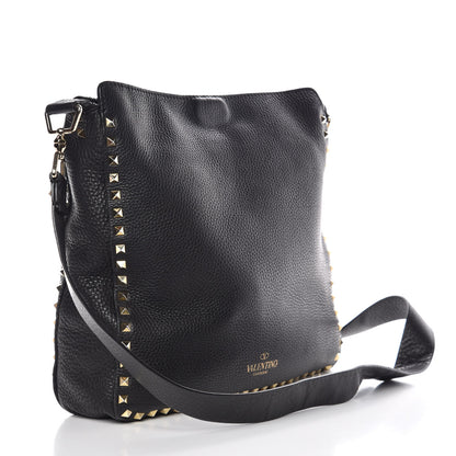 Valentino Garavani Pebbled Calfskin Large Rockstud Flip-Lock Messenger Bag Black 3 of 14