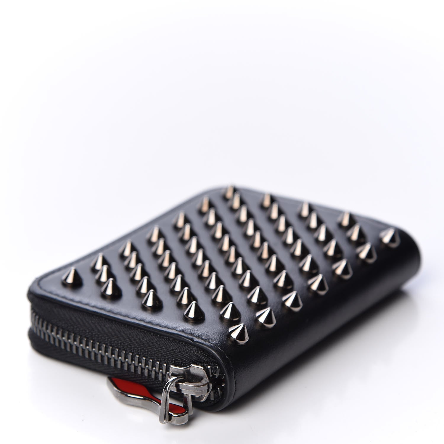 Christian Louboutin Calfskin Spiked Panettone Coin Purse Black 3 of 9
