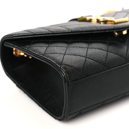 Saint Laurent Grain De Poudre Textured Mixed Matelasse Triquilt Small Monogram Satchel Black 7 of 9