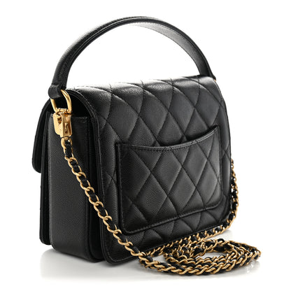 Chanel Shiny Caviar Quilted Mini Top Handle Flap Black 3 of 11