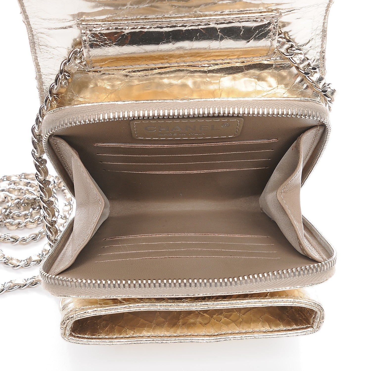 Chanel Crackled Aged Calfskin Mini Crossbody Flap Gold 5 of 9