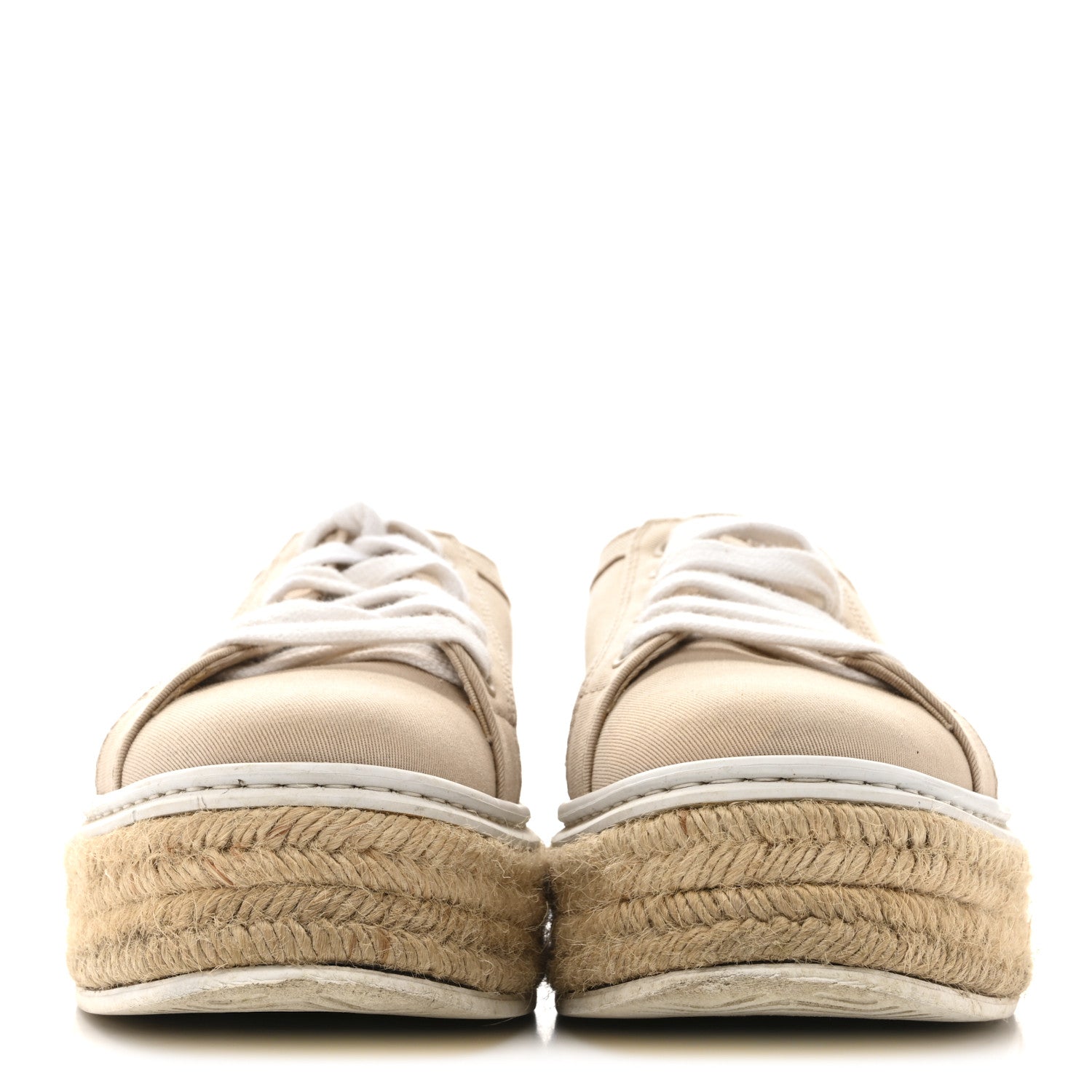 Prada Canvas Gabardine Espadrille 45mm Platform Sneakers 37.5 Corda 3 of 12