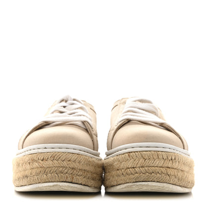 Prada Canvas Gabardine Espadrille 45mm Platform Sneakers 37.5 Corda 3 of 12