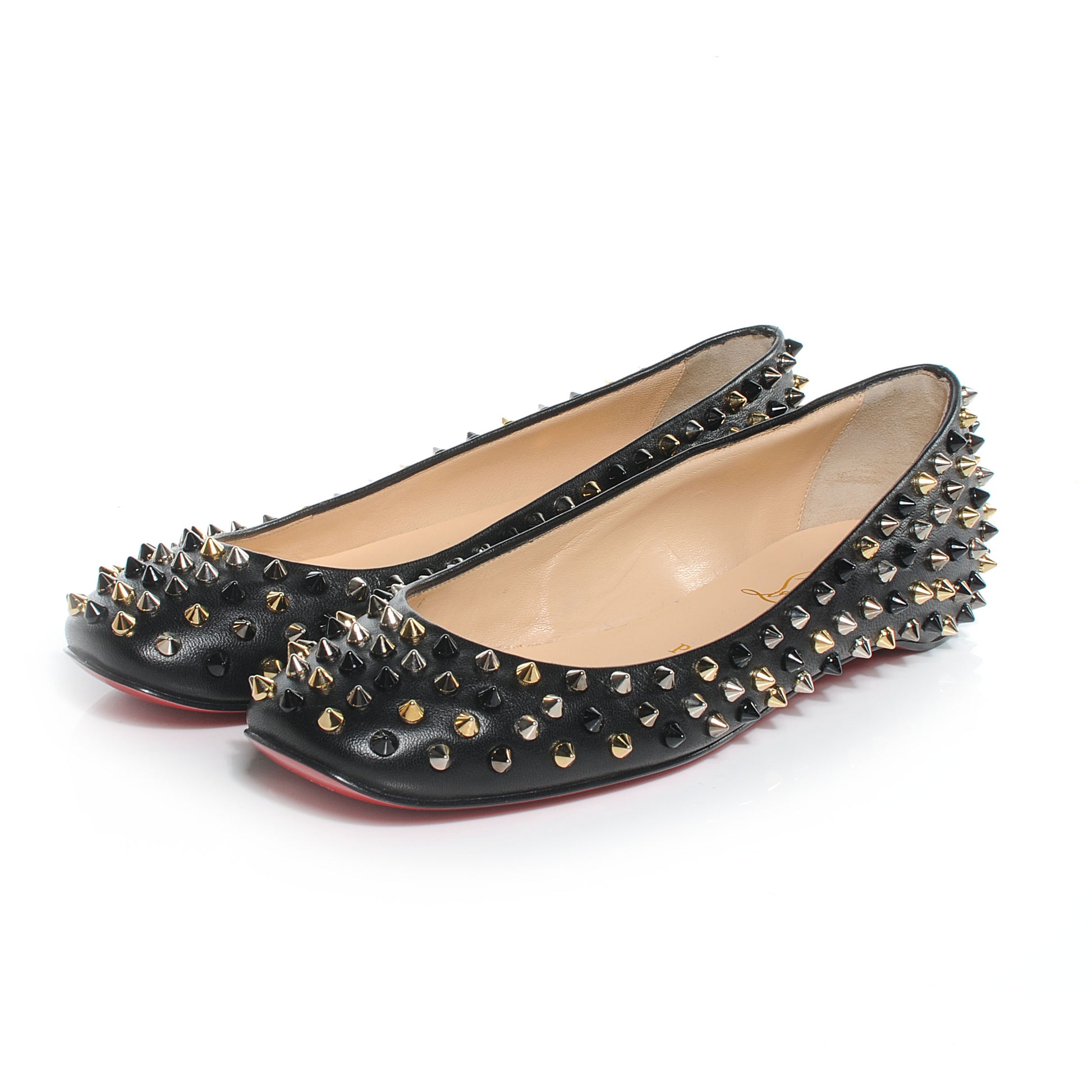 Christian Louboutin Leather Spiked Gozul Flats Black 37.5 3 of 7