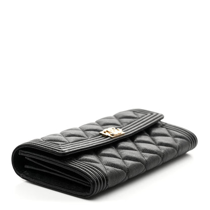 Chanel Caviar Quilted Large Boy Gusset Flap Wallet Black 4 of 9