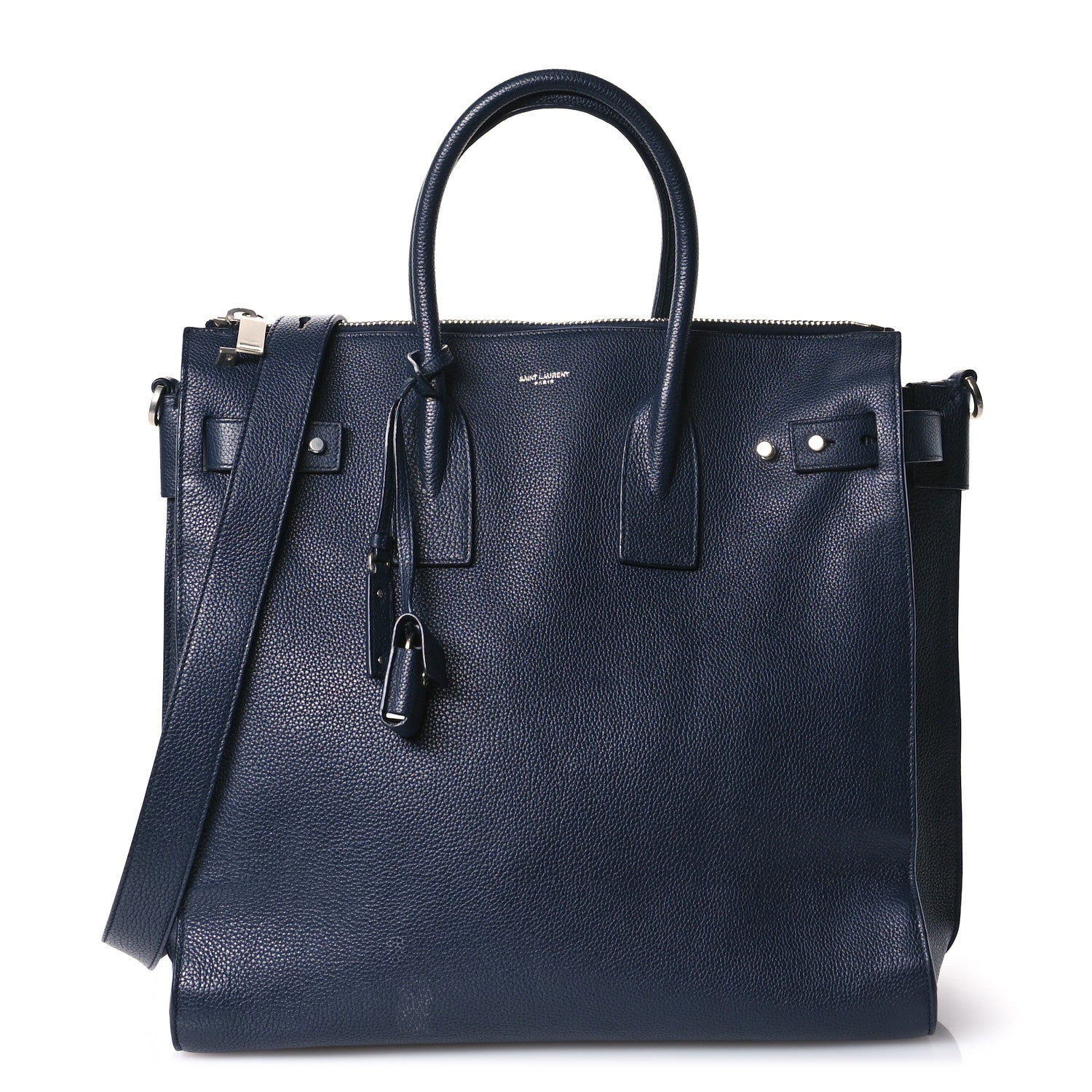Saint Laurent Grained Calfskin Sac De Jour Souple North South Tote Navy 1 of 11