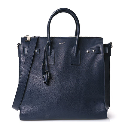 Saint Laurent Grained Calfskin Sac De Jour Souple North South Tote Navy 1 of 11