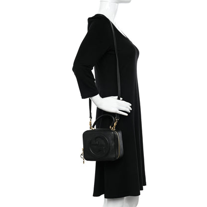 Gucci Sakai Be Green Calfskin Diagonal Stitched Blondie Top Handle Bag Black 2 of 11