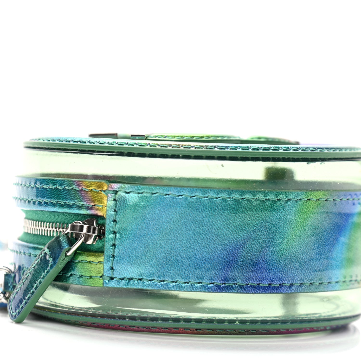 Chanel PVC Calfskin Lambskin Quilted Round Filigree Clutch With Chain Green 9 of 10