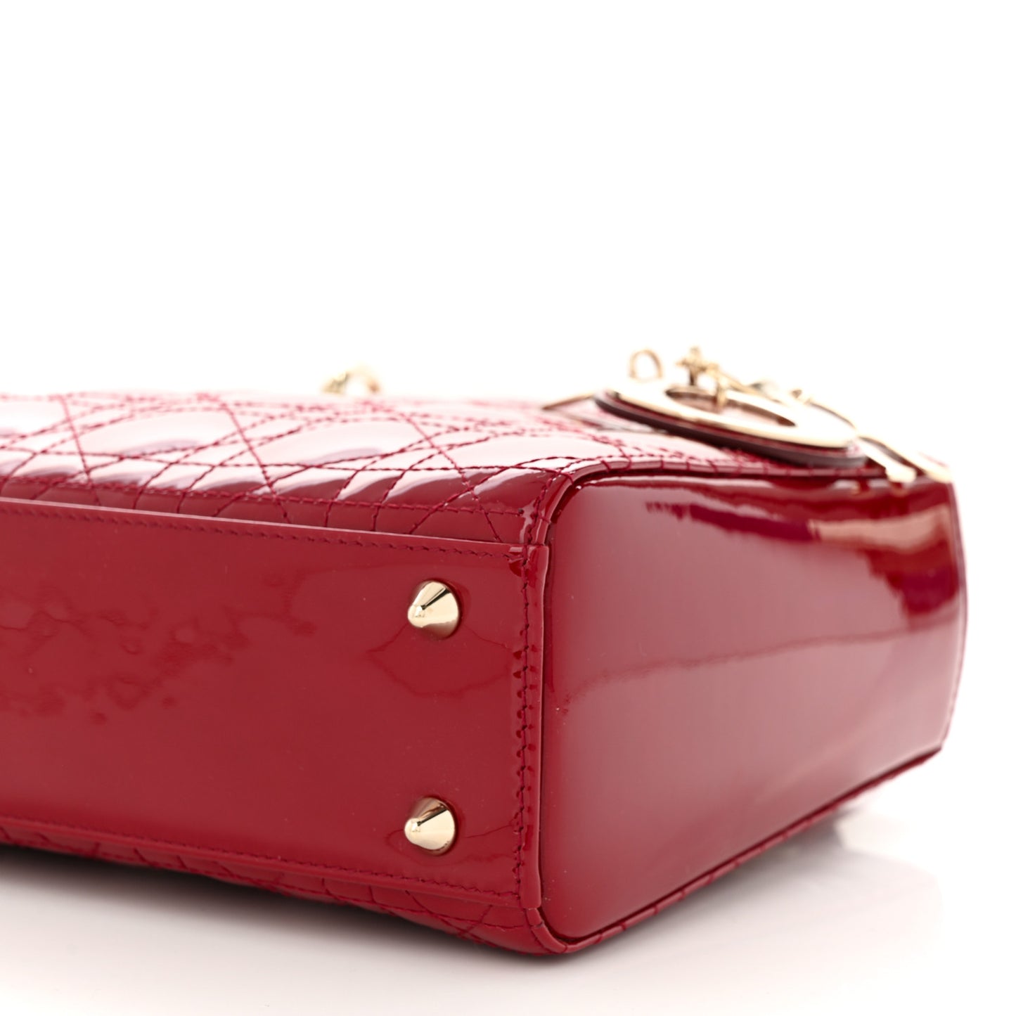 Patent Cannage Small Lady Dior Cherry Red