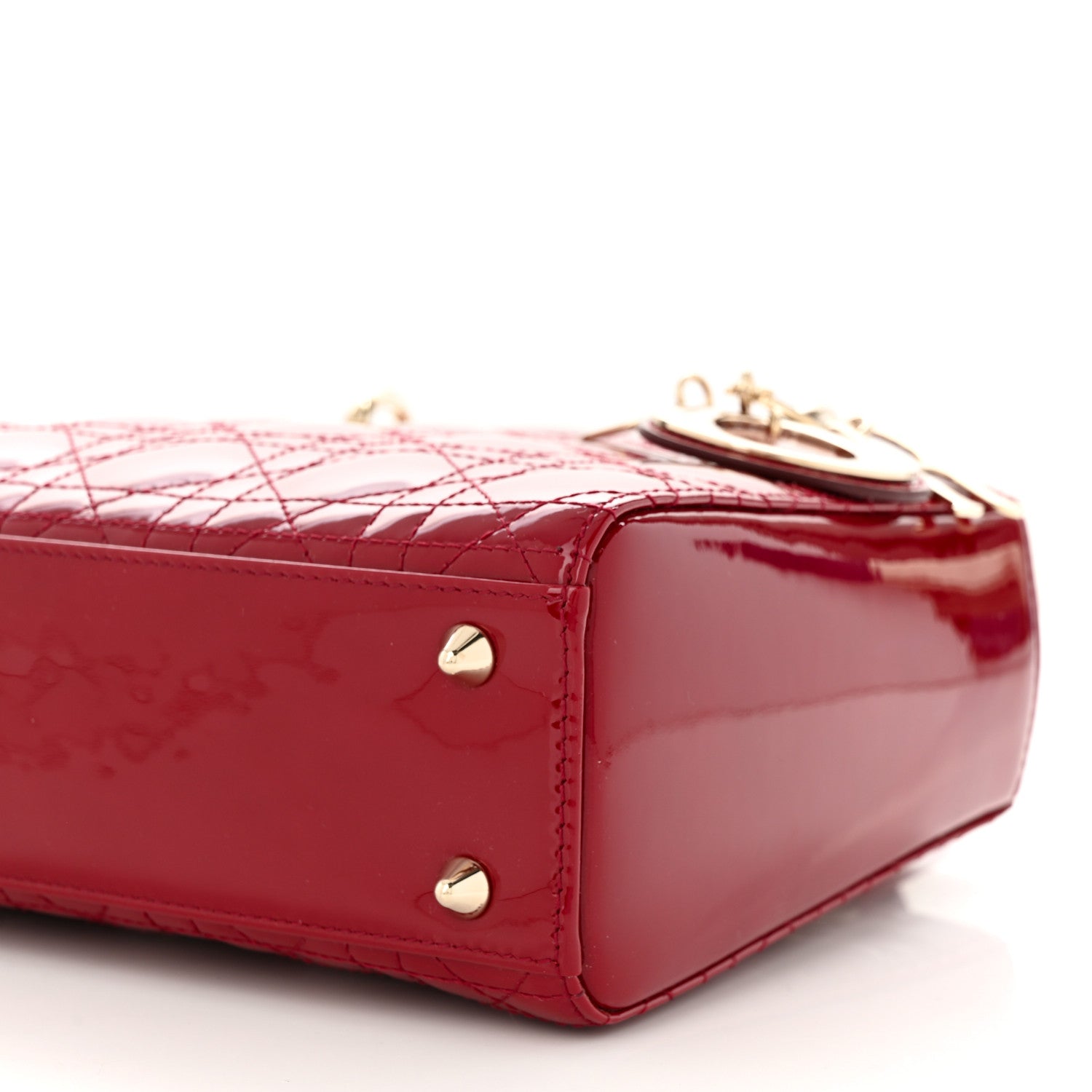 Christian Dior Patent Cannage Small Lady Dior Cherry Red 10 of 11