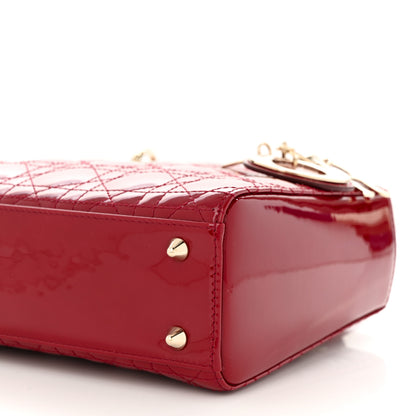 Christian Dior Patent Cannage Small Lady Dior Cherry Red 10 of 11