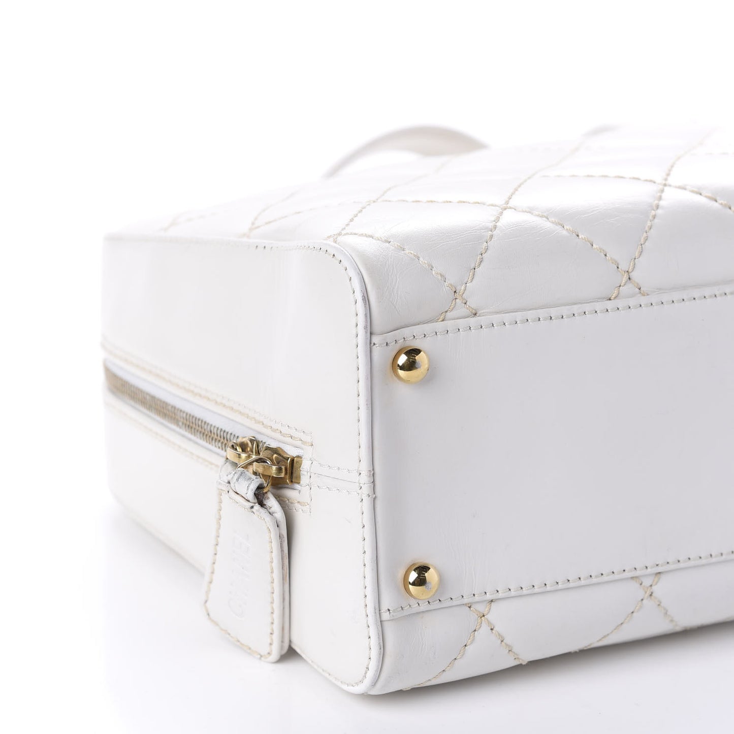 Calfskin Contrast Stitch Surpique Bowler White