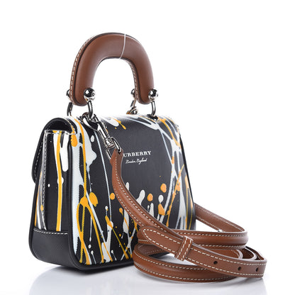 Burberry Trench Calfskin Splash Print Mini DK88 Top Handle Bag Black 3 of 10