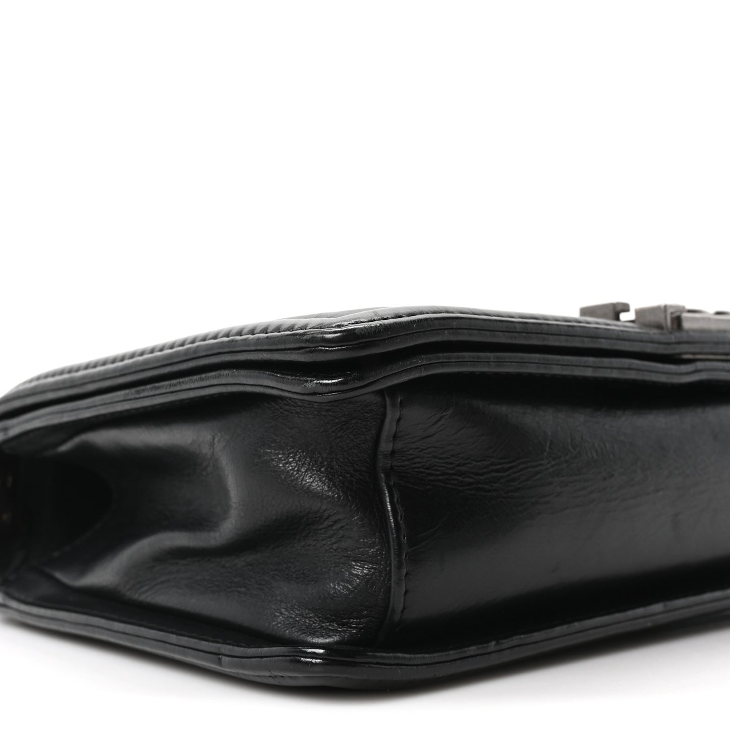 Calfskin Crystal Embossed Medium Boy Flap Black