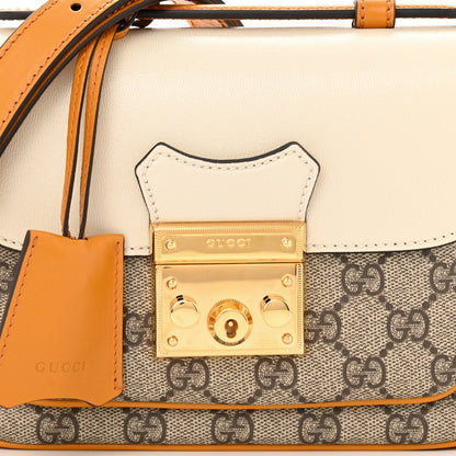 Gucci GG Supreme Monogram Calfskin Mini Padlock Flap Pocket Shoulder Bag Beige Mystic White Sun Oil 8 of 10