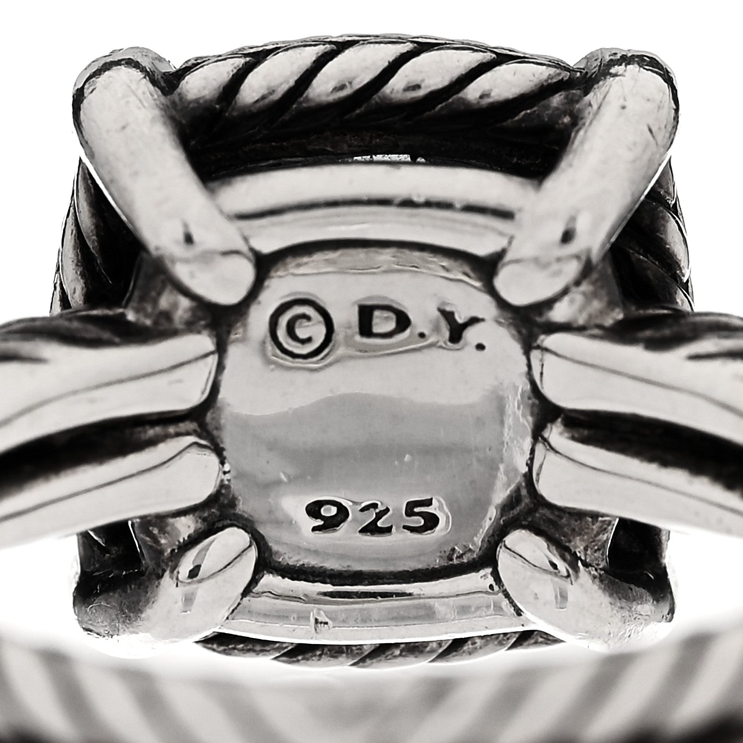 David Yurman Sterling Silver Diamond Hampton Blue Topaz 9mm Chatelaine Pave Bezel Ring 48 4.5 5 of 5