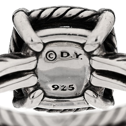 David Yurman Sterling Silver Diamond Hampton Blue Topaz 9mm Chatelaine Pave Bezel Ring 48 4.5 5 of 5