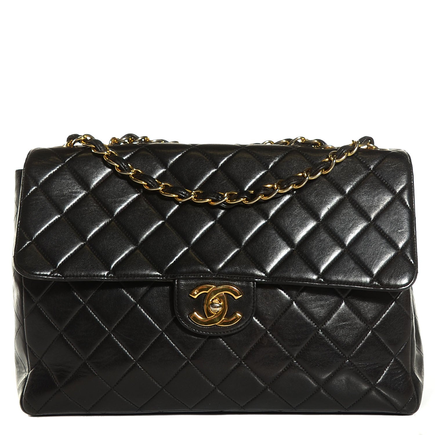 Chanel Lambskin Quilted Jumbo Flap Black 1 of 10