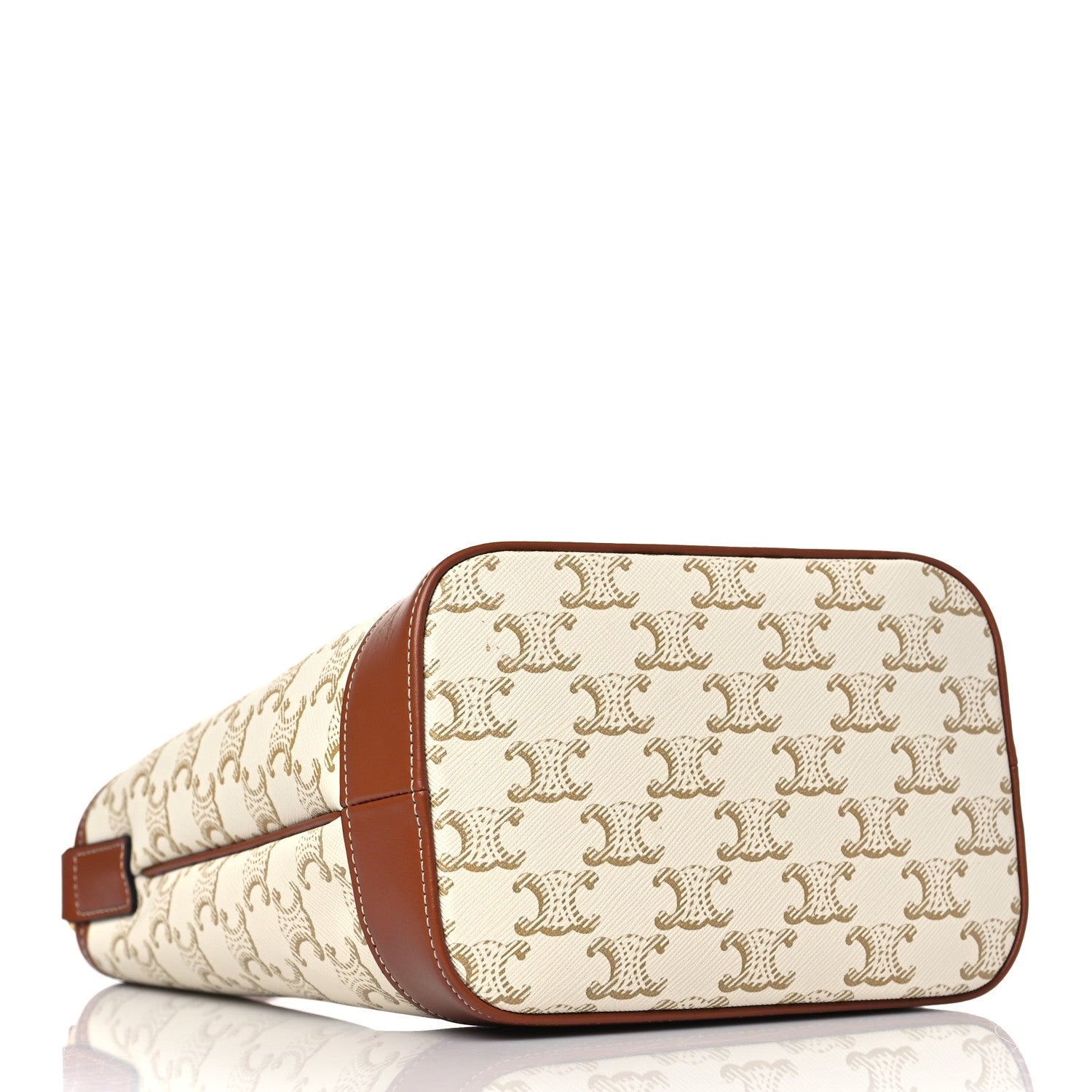 Celine Triomphe Canvas Calfskin Small Bucket Bag White 4 of 10