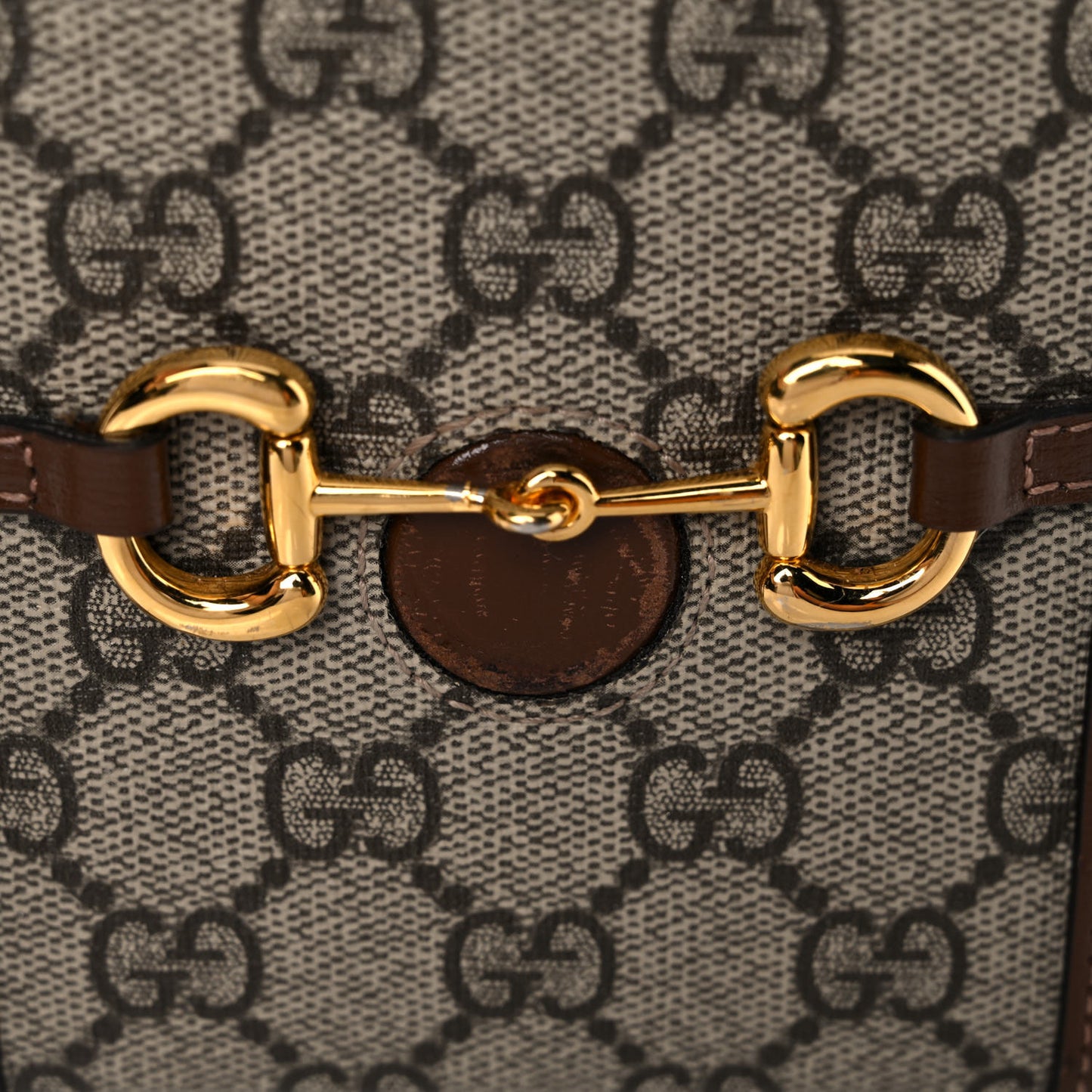 GG Supreme Monogram Mini Horsebit 1955 Crossbody Bag Beige Brown Sugar