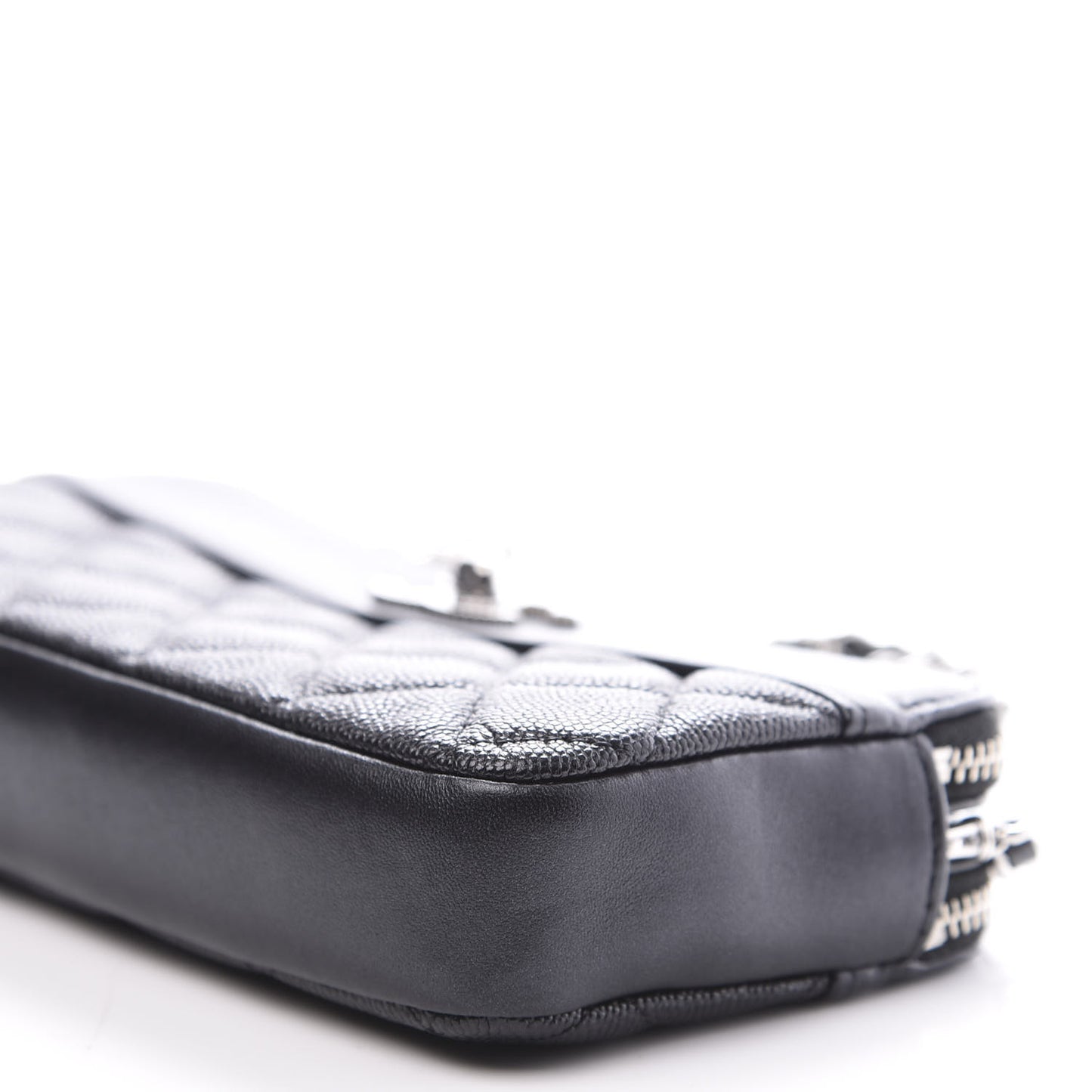 Caviar Quilted Small Vintage Mademoiselle Clutch With Chain Black