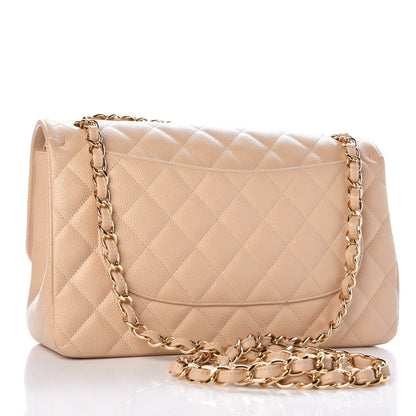 Chanel Caviar Quilted Jumbo Double Flap Beige 3 of 7