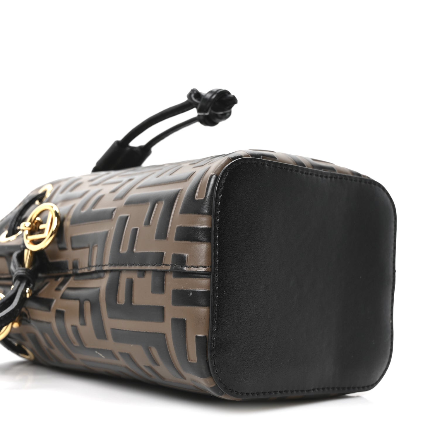 Vitello Liberty F is Fendi Bi-Color FF 1974 Embossed Mini Mon Tresor Bucket Bag Maya Black