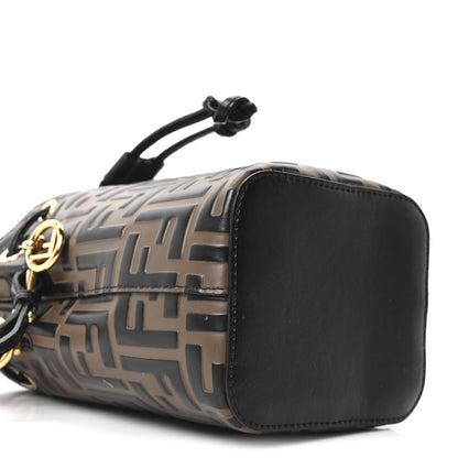 Fendi Vitello Liberty F is Fendi Bi-Color FF 1974 Embossed Mini Mon Tresor Bucket Bag Maya Black 9 of 9