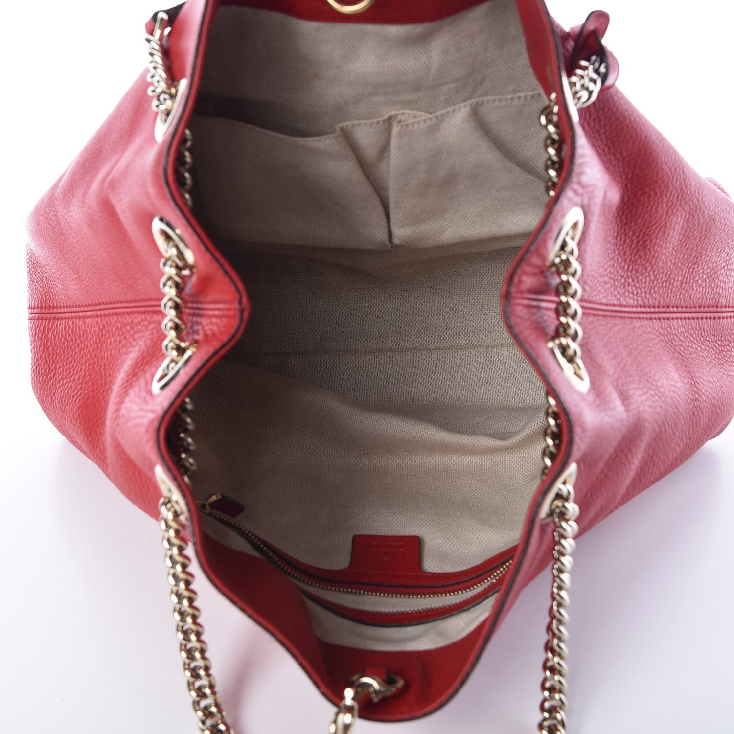 Gucci Pebbled Calfskin Medium Soho Chain Shoulder Bag Tabasco Red 7 of 9