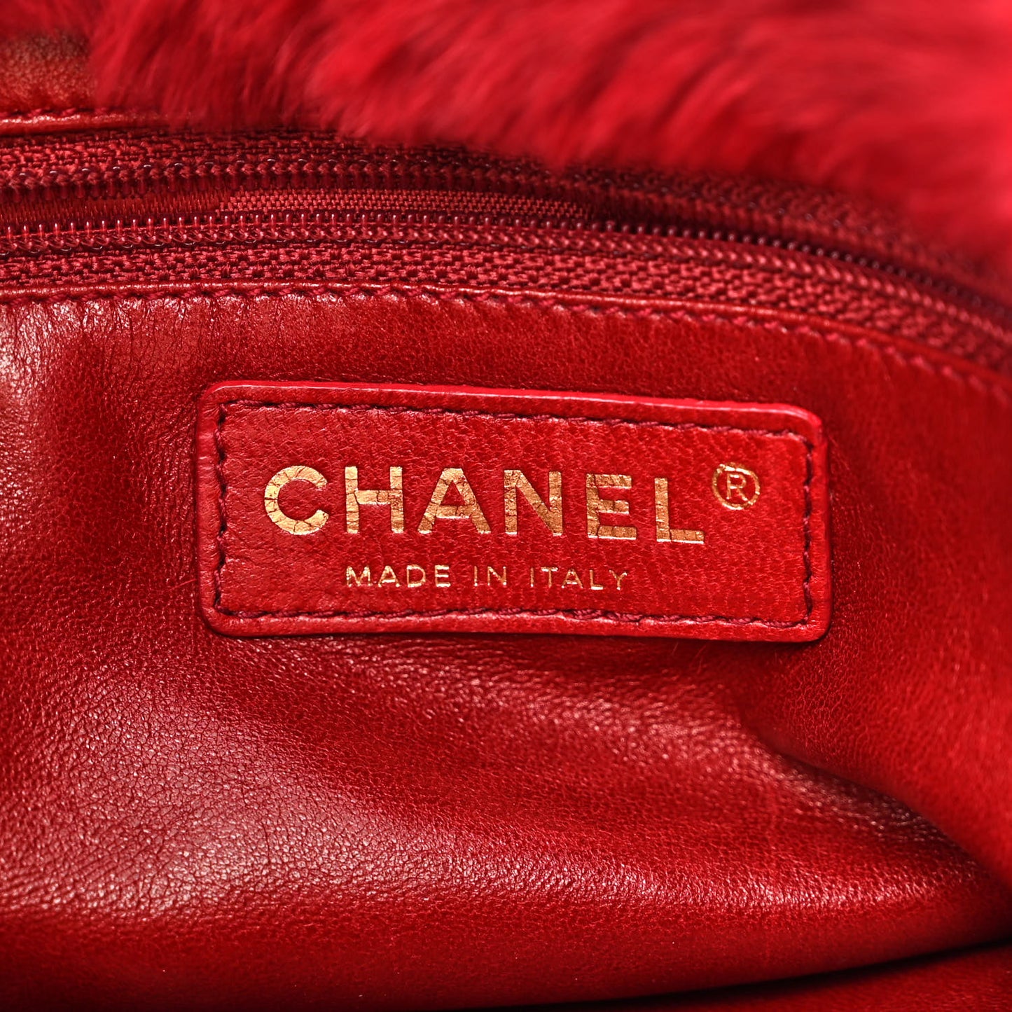Rabbit Fur Harlequin Shoulder Bag Red