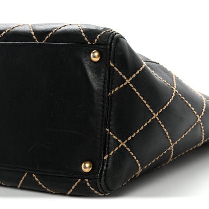 Chanel Calfskin Contrast Stitch Surpique Tote Black 10 of 14