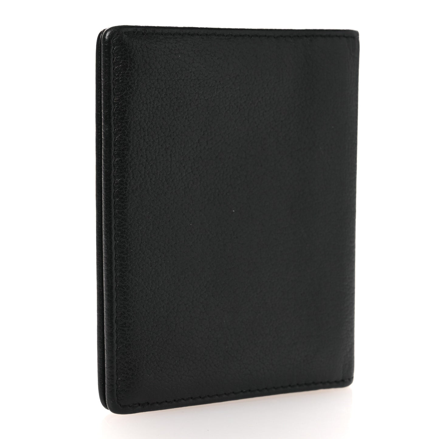Goatskin Camellia Card Holder Wallet Black