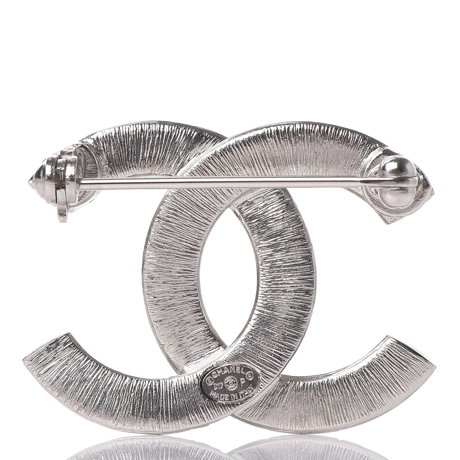 Chanel Baguette Crystal CC Brooch Silver Black 3 of 4