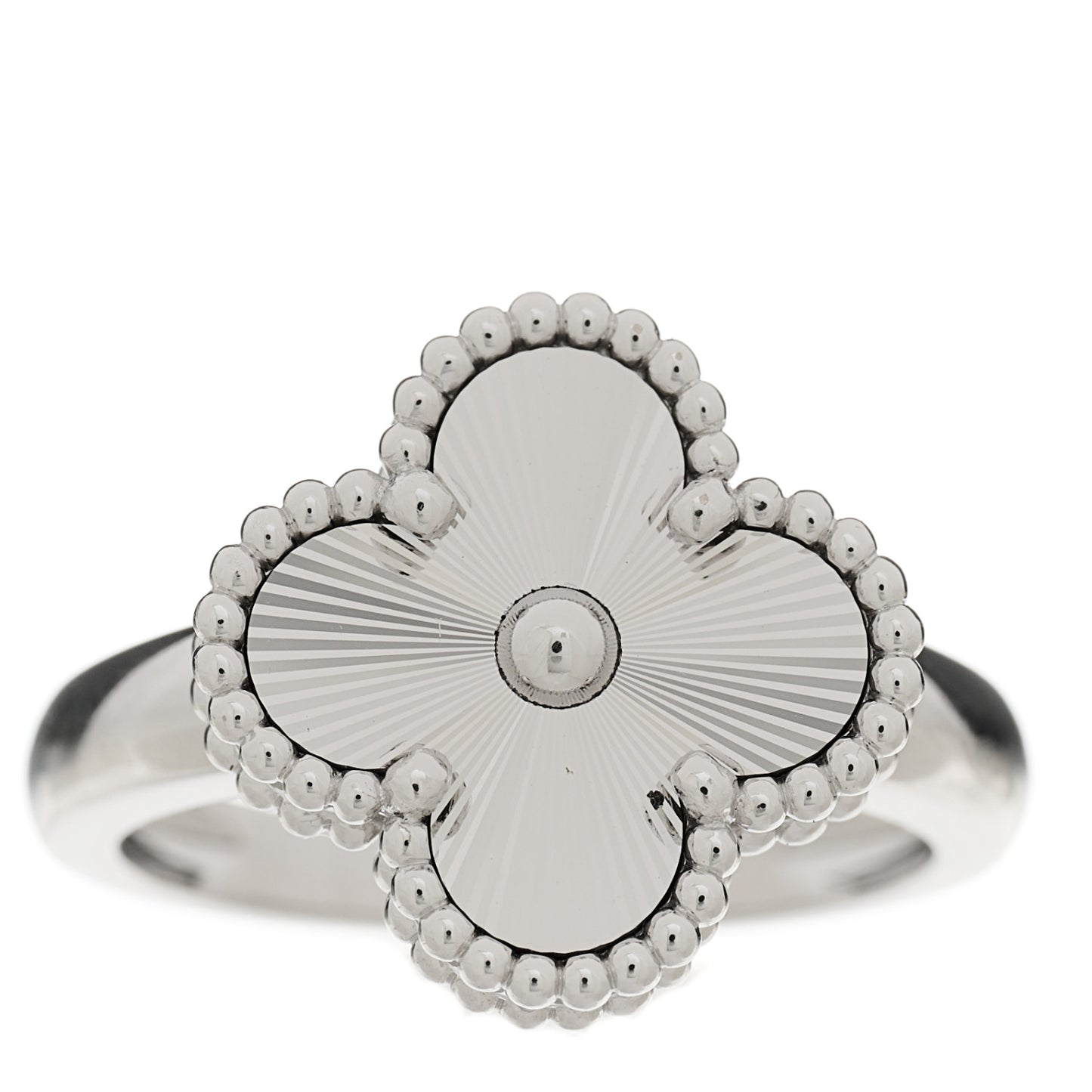 18K White Gold Guilloche Vintage Alhambra Ring 54 6.75