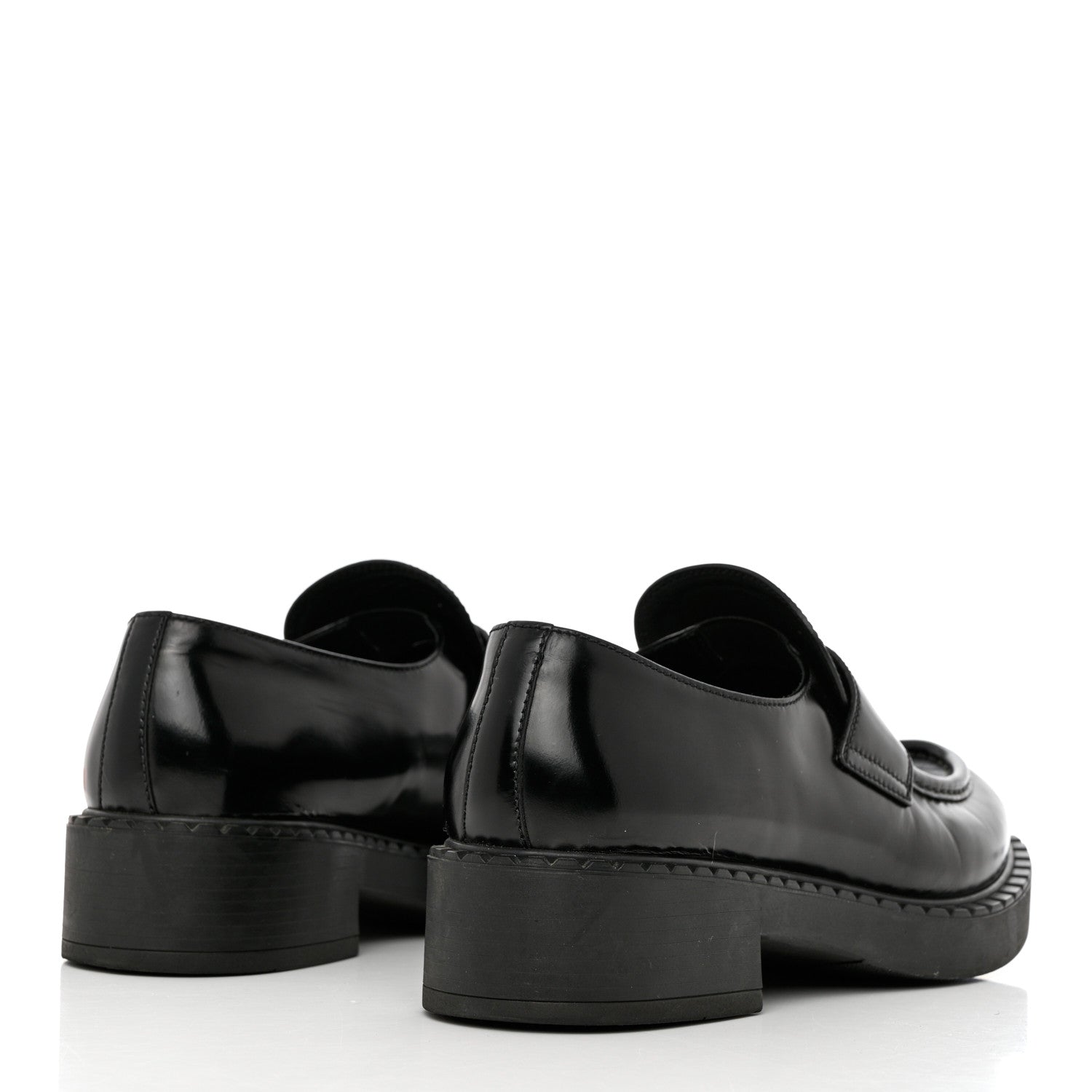 Prada Spazzolato Metal Triangle Logo 50mm Loafers 40.5 Black 4 of 12
