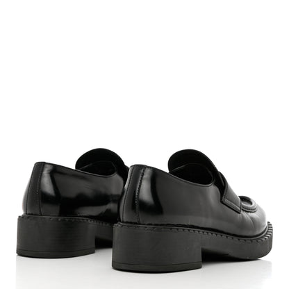 Prada Spazzolato Metal Triangle Logo 50mm Loafers 40.5 Black 4 of 12