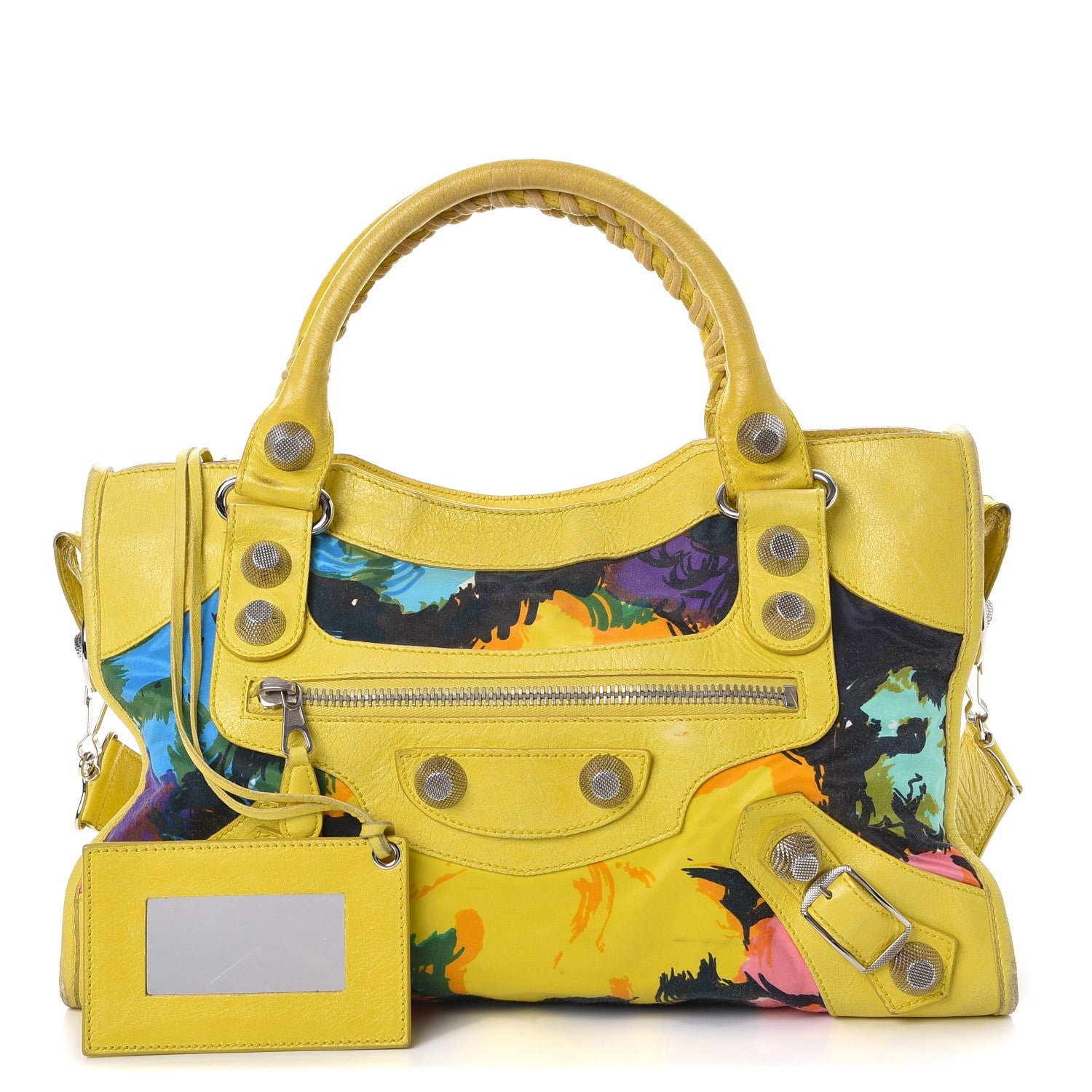 Balenciaga Agneau Canvas Floral Giant 21 Silver Hardware City Bouton D or 1 of 34