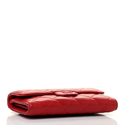 Chanel Lambskin Quilted Small Flap Wallet Red Pink 4 of 8