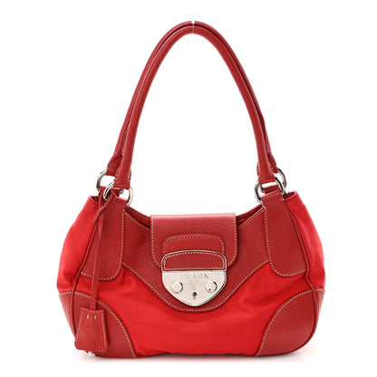 Prada Nylon Tessuto Vitello Daino Pushlock Bag Fuoco 1 of 10