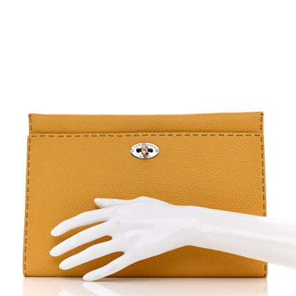 Fendi Cuoio Romano Selleria Bi-Color Clutch Sunflower White 2 of 11