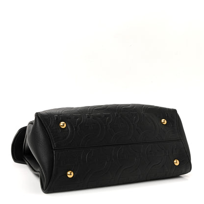 Salvatore Ferragamo Calfskin Embossed Medium Margot Top Handle Satchel Black 5 of 11